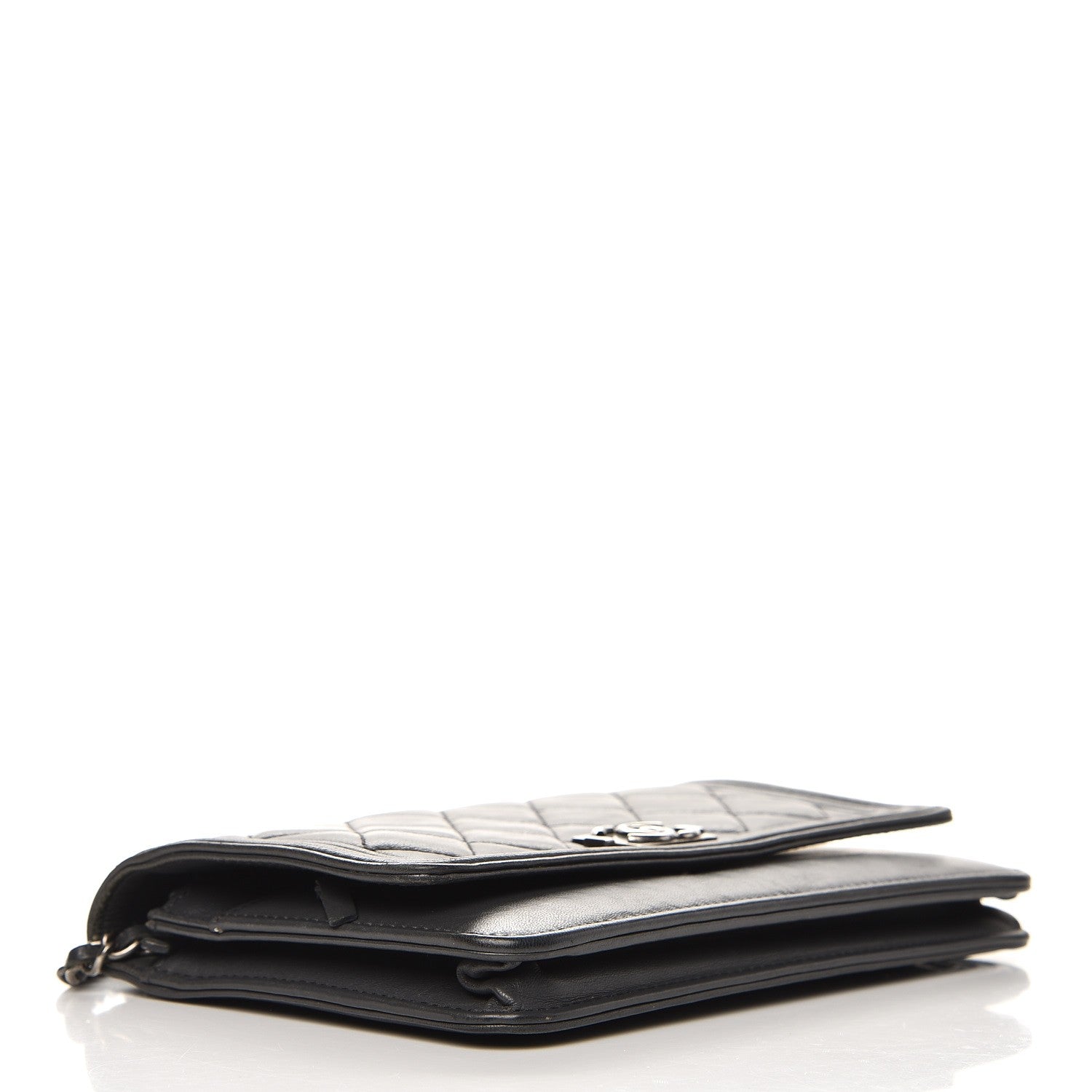 Chanel Lambskin Quilted Boy Wallet On Chain WOC Grey 4 of 12