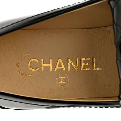 Chanel Patent Quilted CC Turnlock Loafers 38 Black 8 of 10
