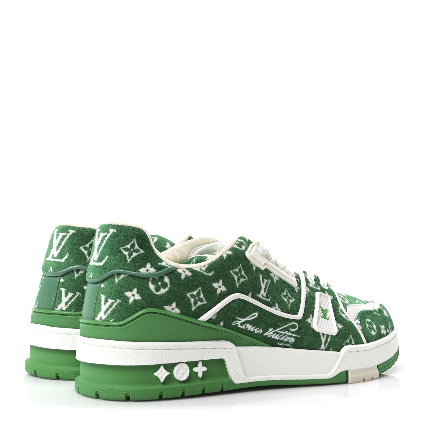 Jacquard Velvet Monogram Mens LV Trainer Sneakers 9 Vert