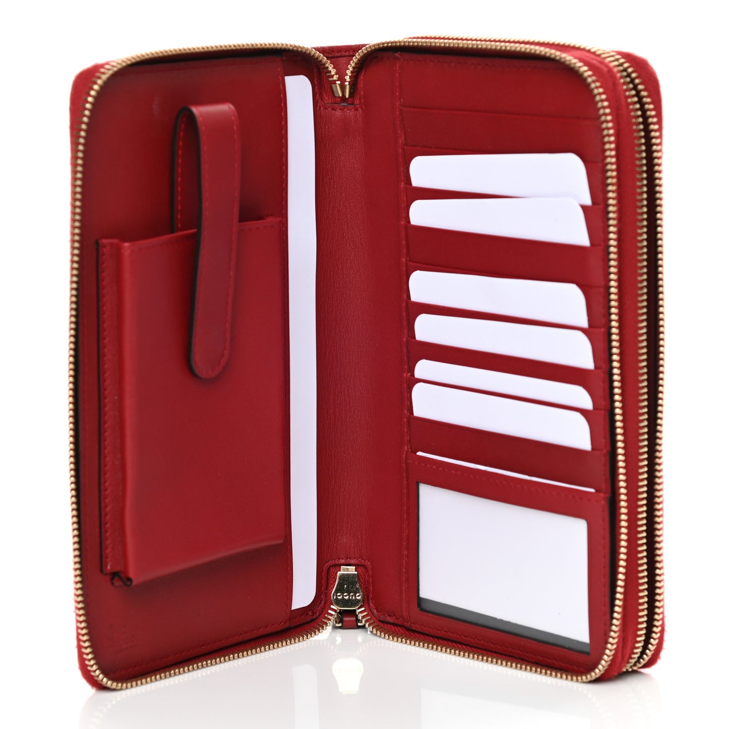 Microguccissima Zip Around Top Handle Travel Wallet Red