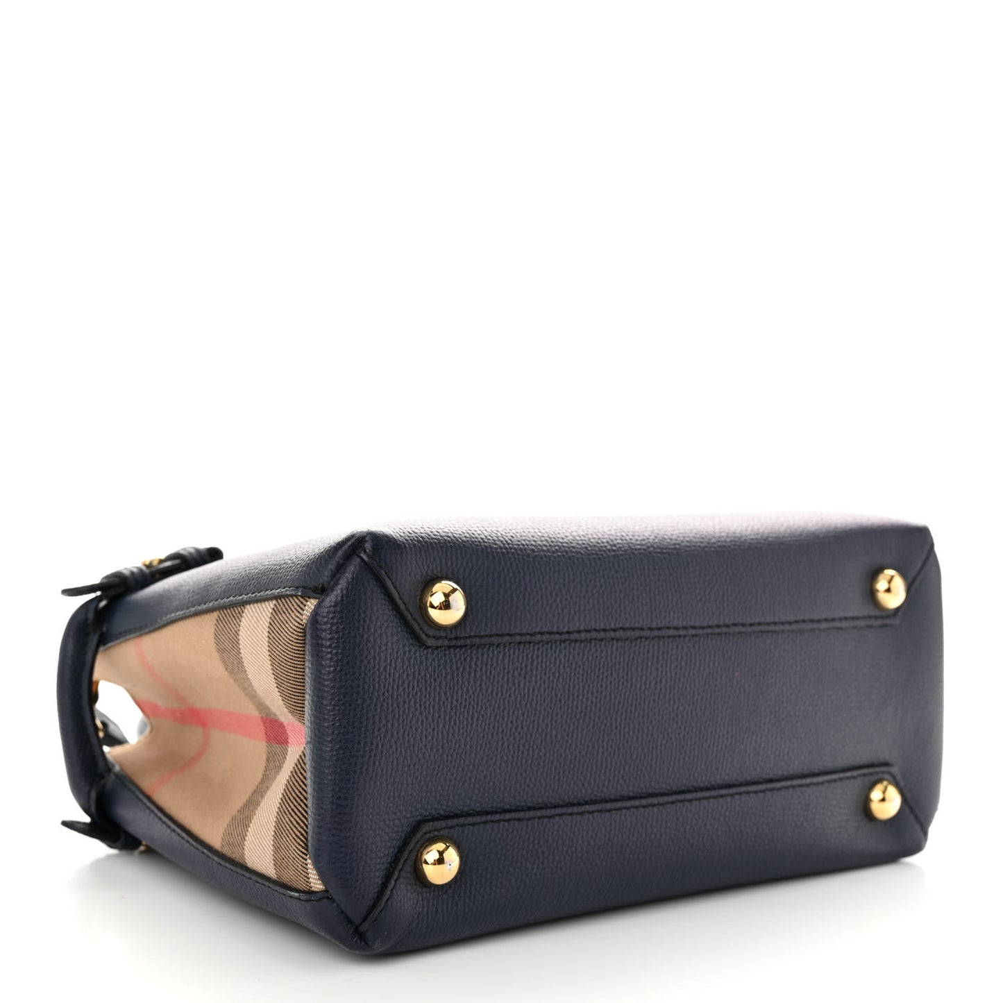 Grainy Calfskin House Check Small Banner Tote Ink Blue