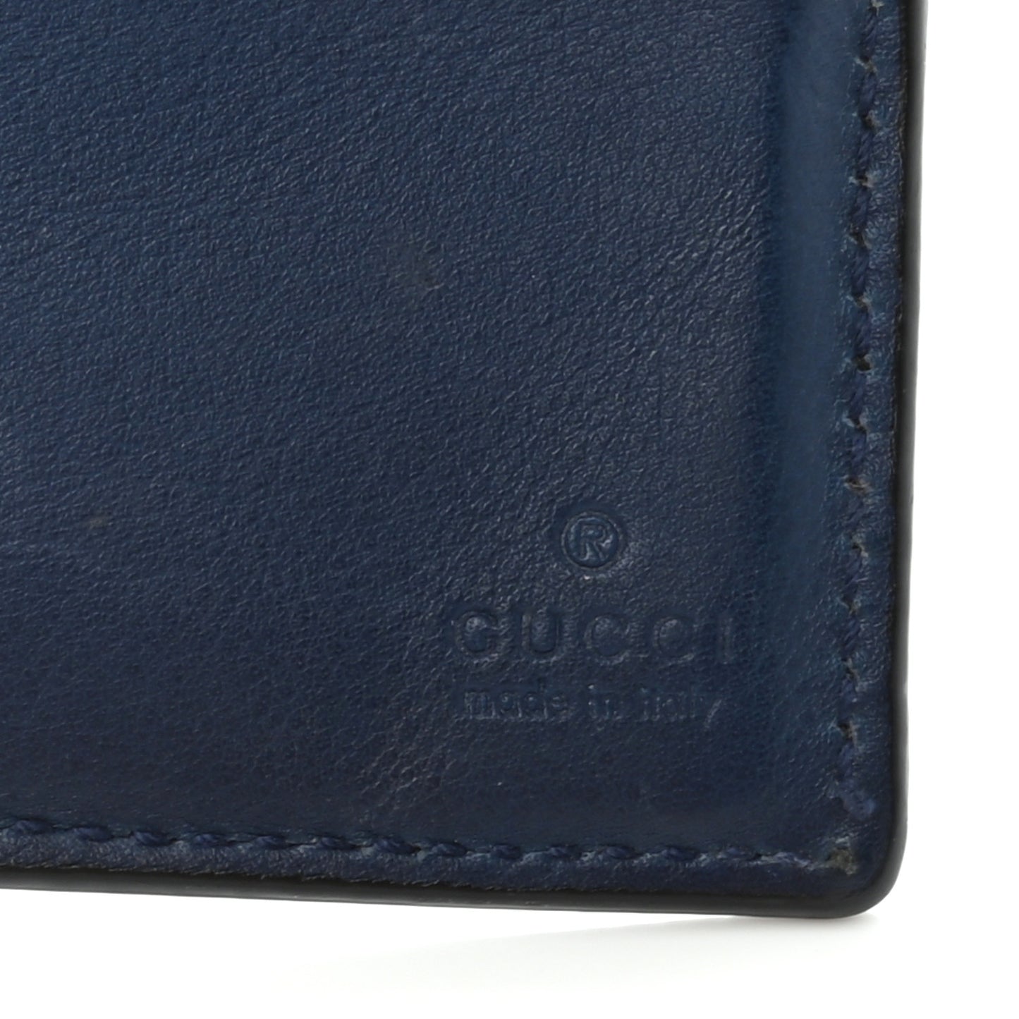 Patent Microguccissima Bi-Fold Wallet Blue