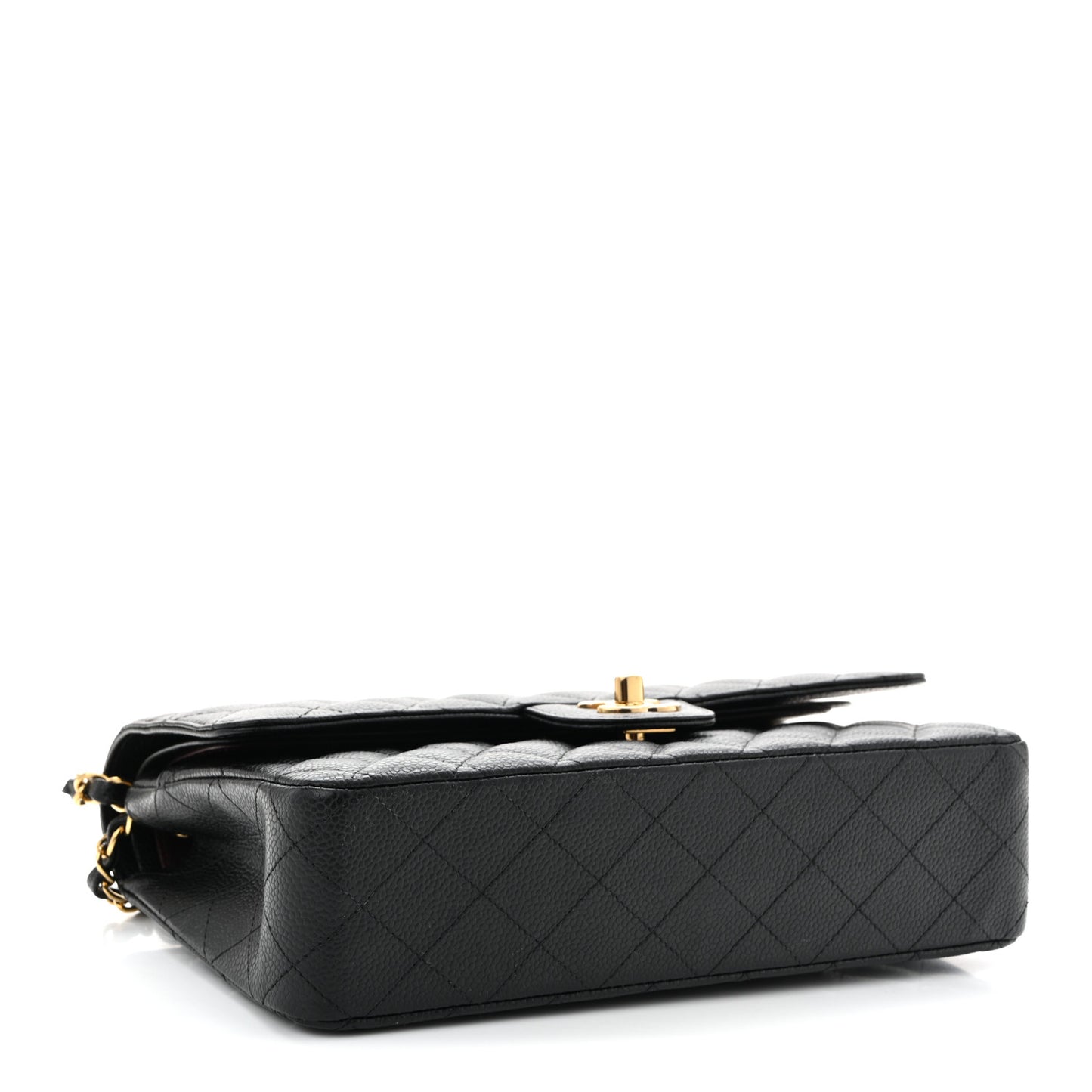 Caviar Quilted Medium Double Flap Black