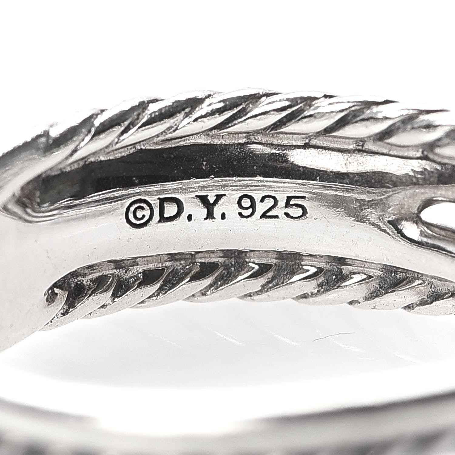 David Yurman Sterling Silver Diamond X Crossover Ring 54 6.75 4 of 4