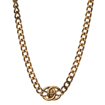 Chanel Chain Link CC Turn Lock Short Necklace Gold 1 of 6