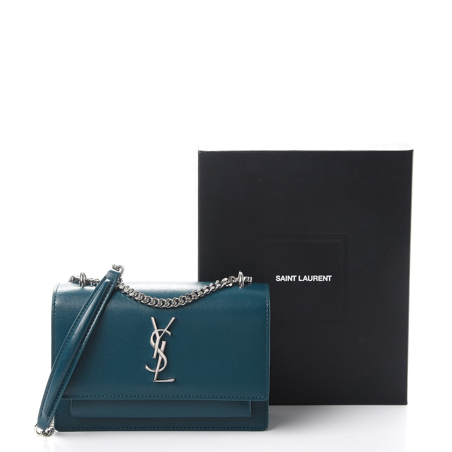 Calfskin Monogram Sunset Chain Wallet Peacock