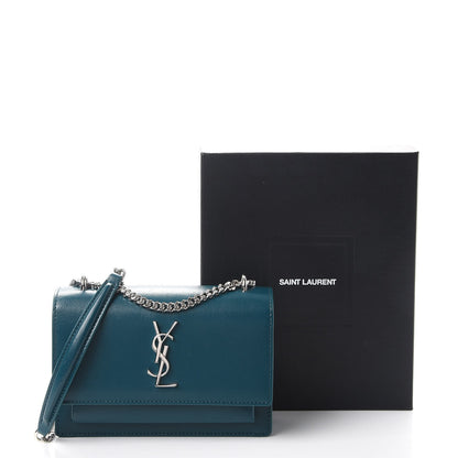 Saint Laurent Calfskin Monogram Sunset Chain Wallet Peacock 10 of 10