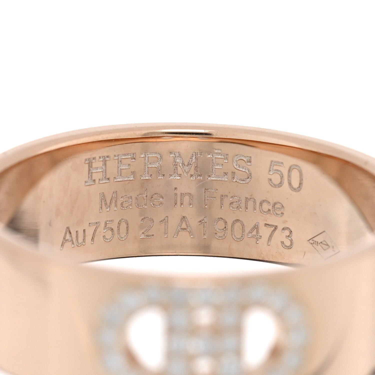 Hermes 18K Rose Gold Diamond PM H D'Ancre Ring 50 5.25 4 of 4