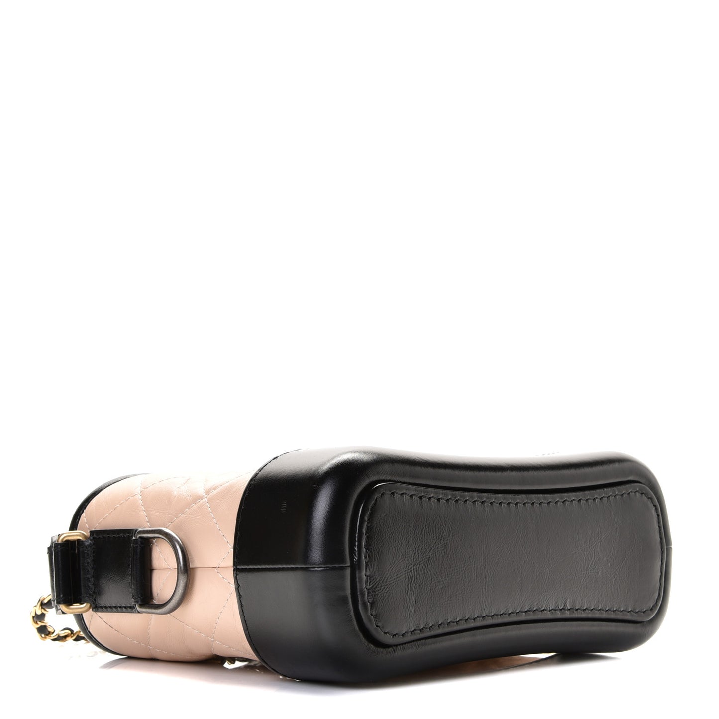 Aged Calfskin Quilted Small Gabrielle Hobo Beige Black
