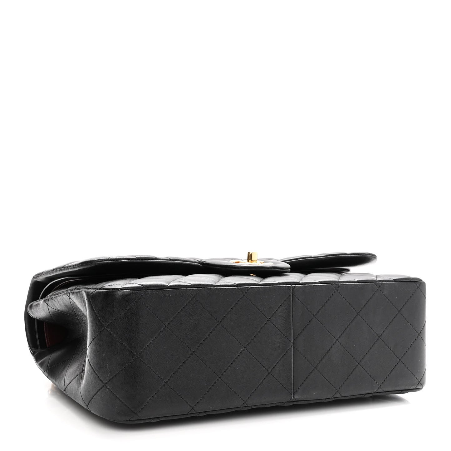 Lambskin Quilted Jumbo Double Flap Black