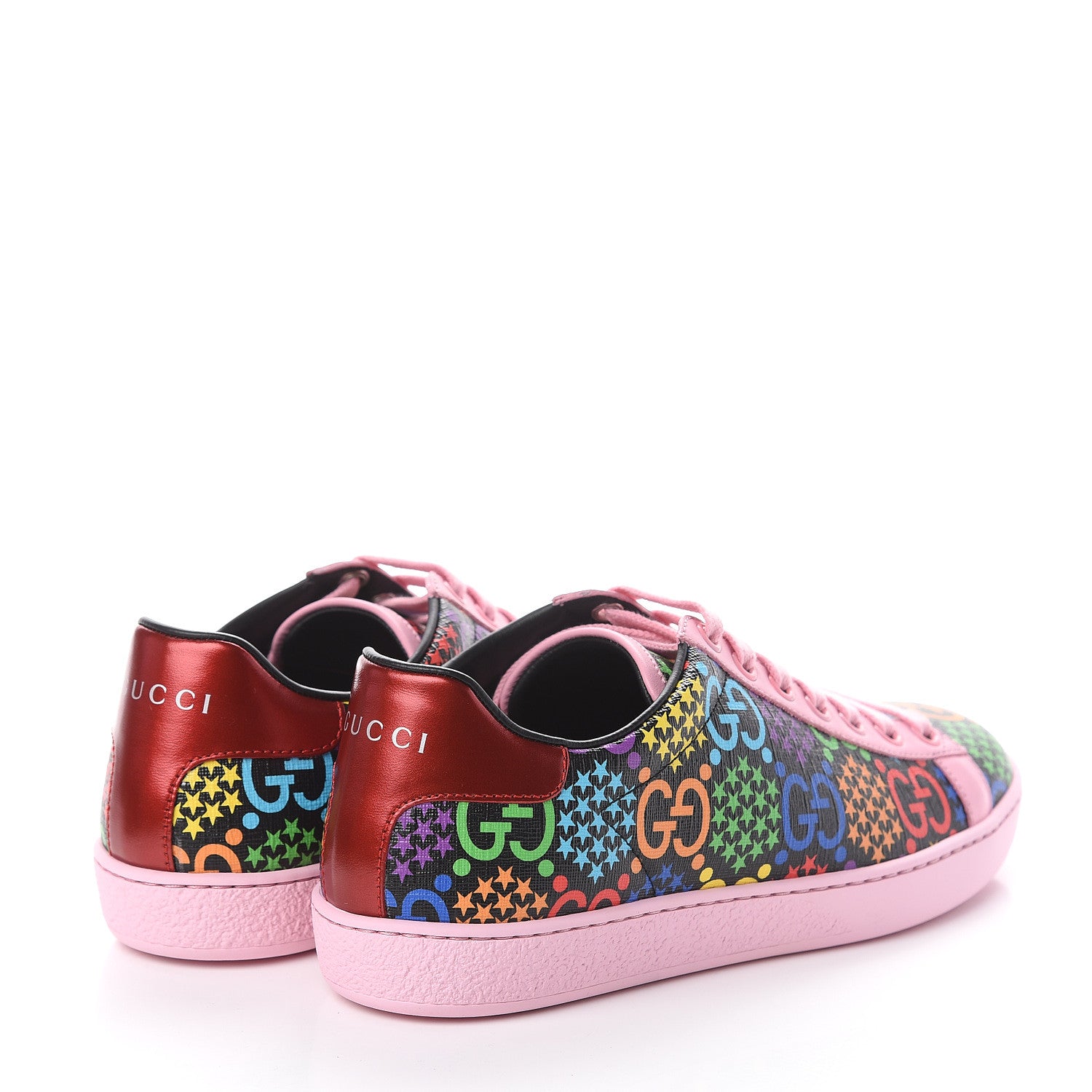 Gucci GG Supreme Monogram Psychedelic Womens Ace Sneakers 36 Black Multicolor Sugar Pink 4 of 8