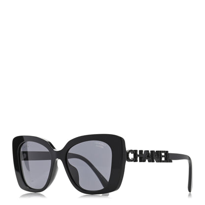 Chanel Acetate Strass Polarized Square Sunglasses 5422-B Black 1 of 7