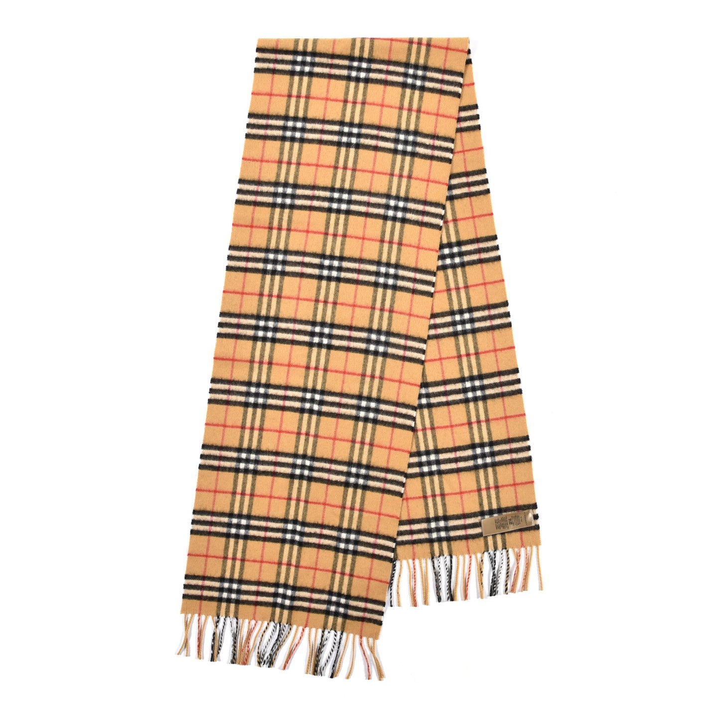 Cashmere House Check Fringe Scarf Archive Beige