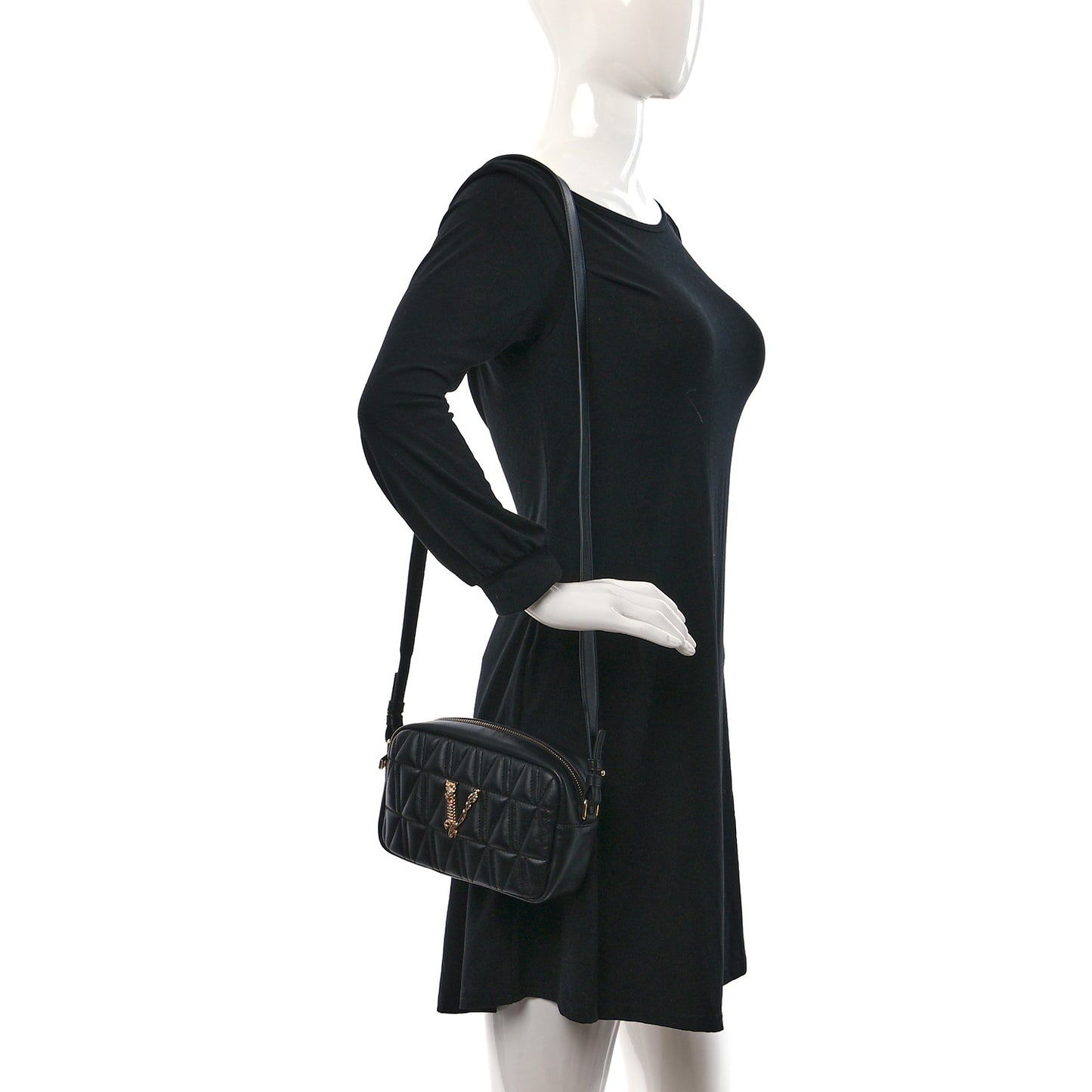 Nappa Quilted Virtus Shoulder Bag Black