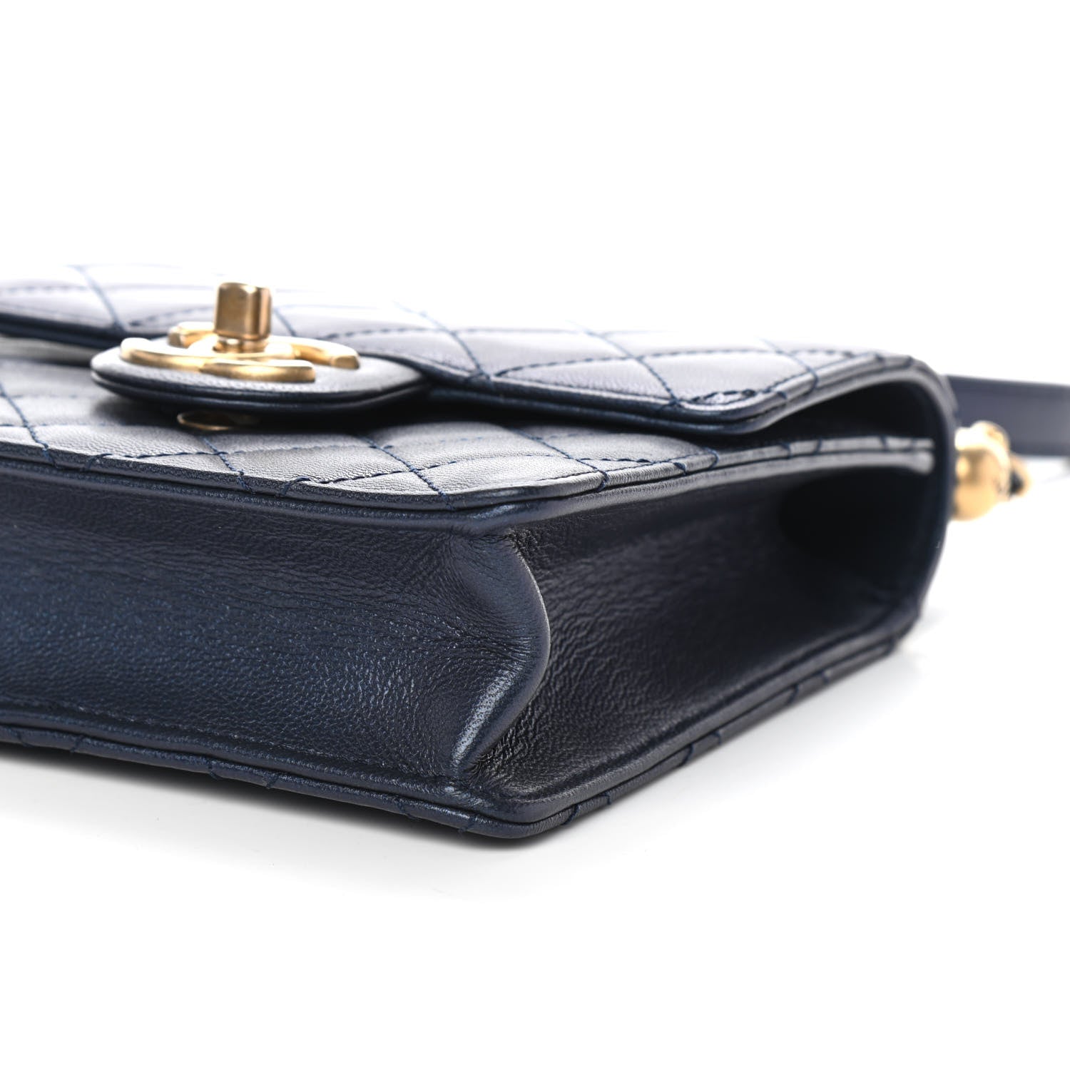Chanel Iridescent Lambskin Quilted Chic Pearls Flap Navy Blue 9 of 9