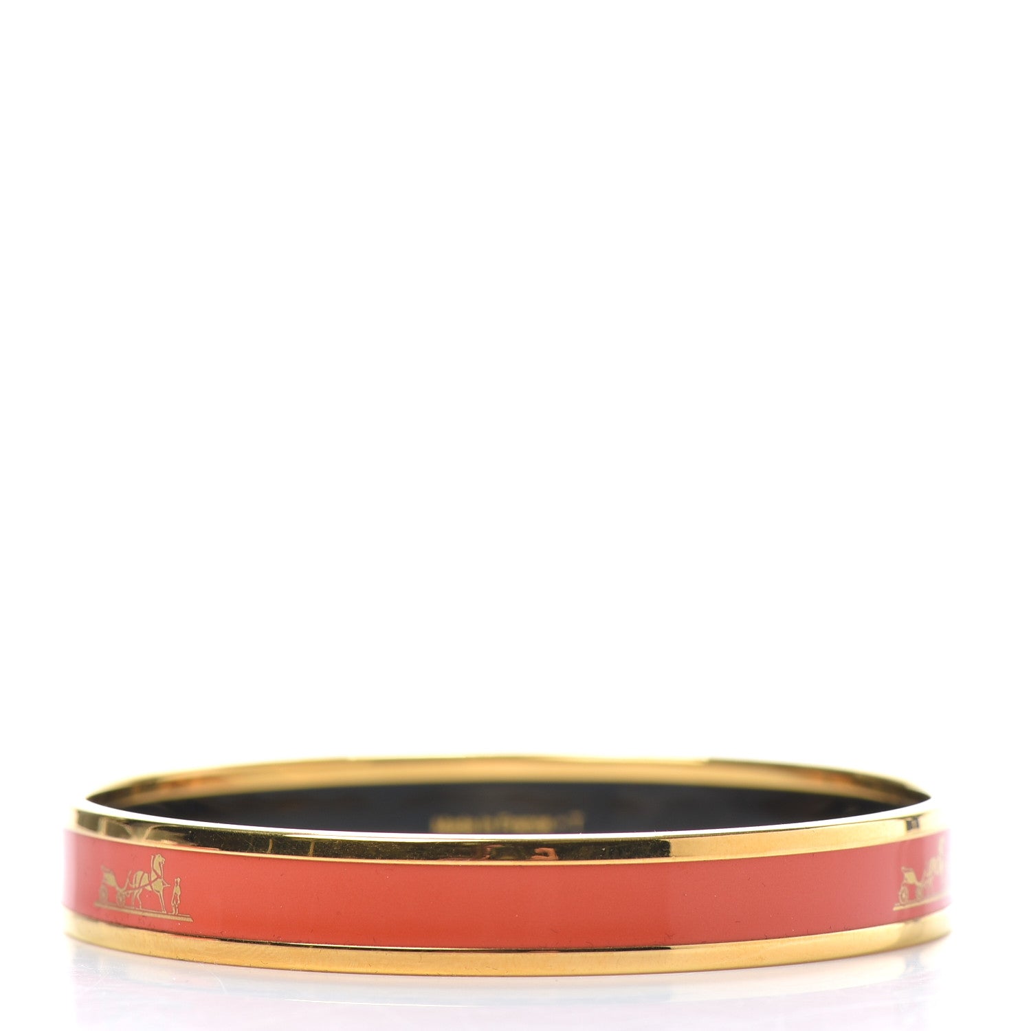Hermes Enamel Printed Narrow Caleche Bracelet 65 Orange 3 of 5