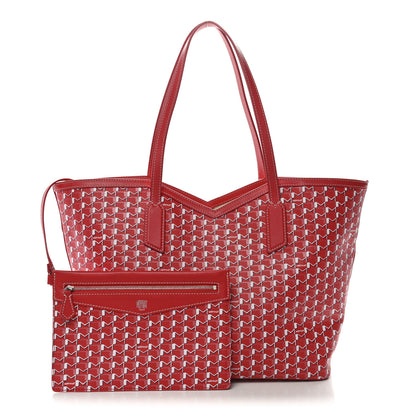 Moynat Calfskin Canvas M Tote MM Red 3 of 11