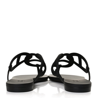 Hermes Rubber Womens Egerie Sandals 37 Black 5 of 9