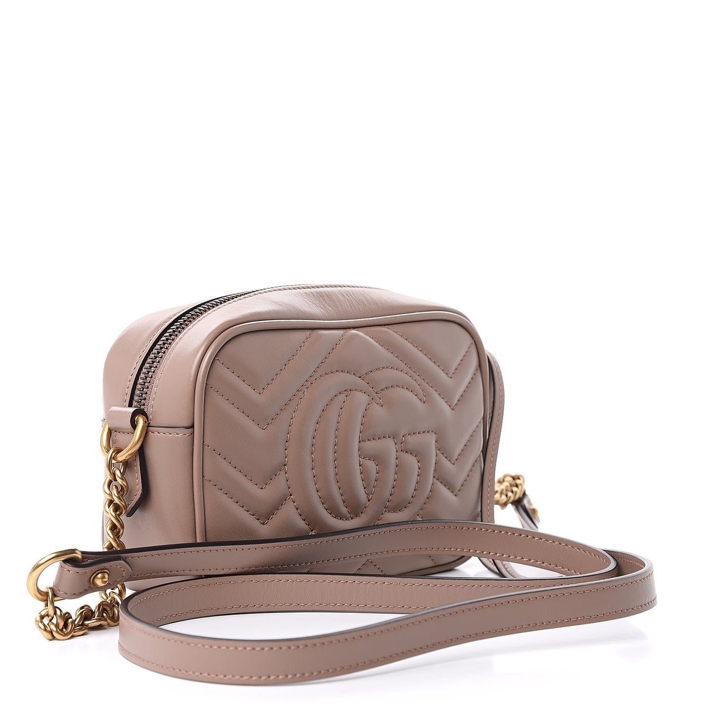 Calfskin Matelasse Mini GG Marmont Chain Shoulder Bag Porcelain Rose