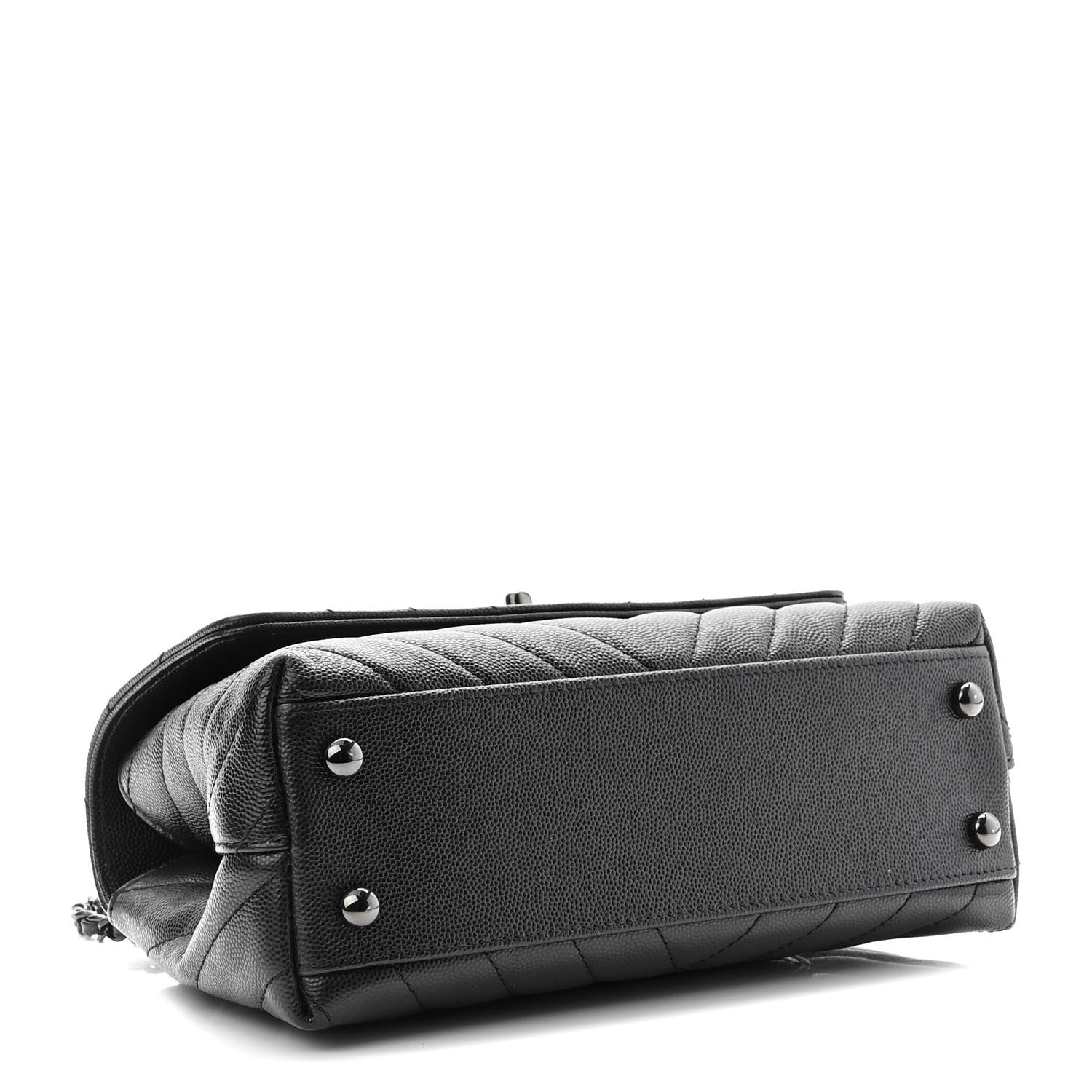 Chanel Caviar Chevron Quilted Mini Coco Handle Flap So Black 4 of 10