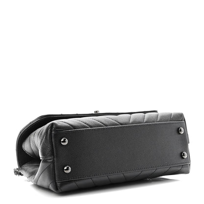 Chanel Caviar Chevron Quilted Mini Coco Handle Flap So Black 4 of 10