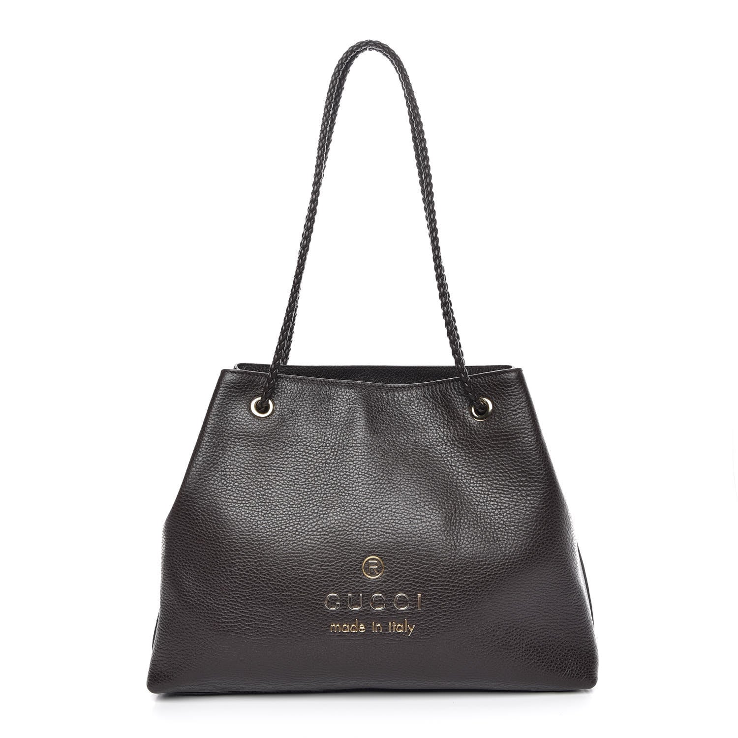 Gucci Calfskin Medium Braided Handle Gifford Tote Dark Brown 1 of 7