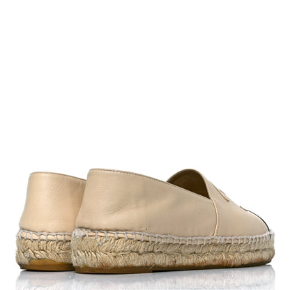 Chanel Lambskin CC Espadrilles 35 Beige Black 3 of 5