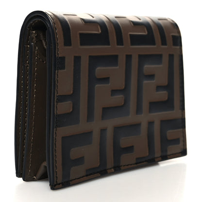 Fendi Calfskin FF 1974 Embossed Small Wallet Maya Black 3 of 9
