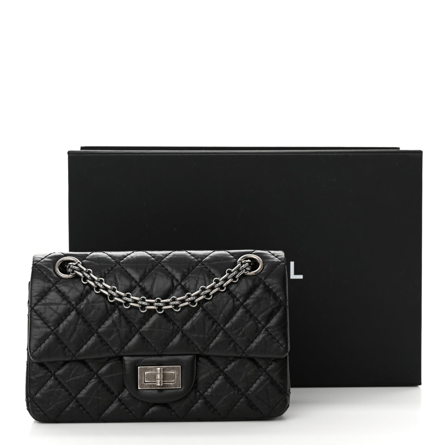 Aged Calfskin Quilted 2.55 Reissue Mini Flap Black