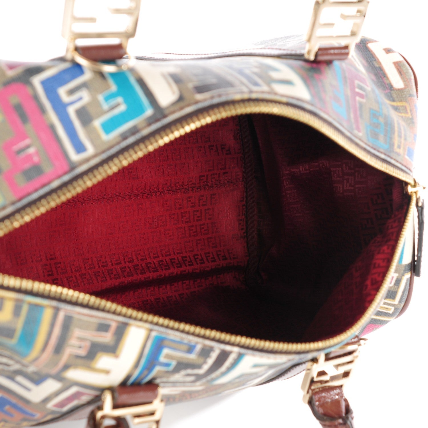 Fendi Zucca Spalmati Vitello FF Multicolor Forever Boston Tobacco Multicolor Marrone 5 of 9
