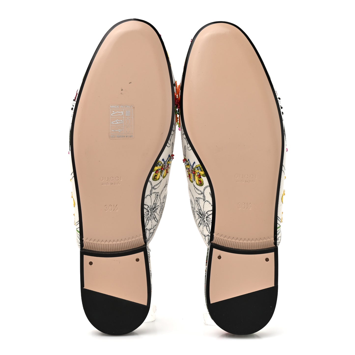 Canvas Flora Womens Princetown Slippers 36.5  White Multicolor
