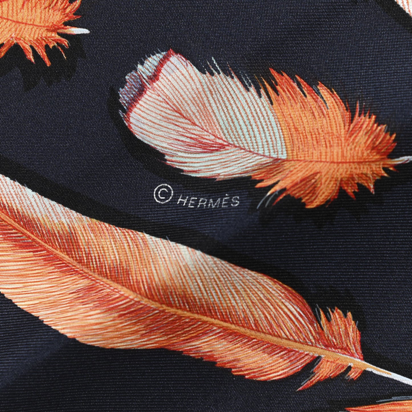 Silk Plumes II Scarf 90 Capucine Marine Jaune D'Or