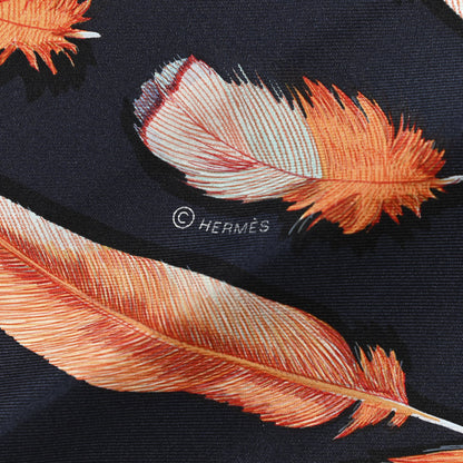 Hermes Silk Plumes II Scarf 90 Capucine Marine Jaune D'Or 4 of 5