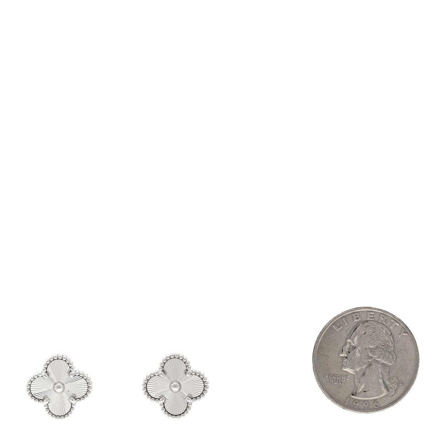 18K White Gold Guilloche Vintage Alhambra Earrings