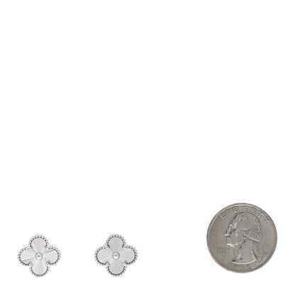 Van Cleef & Arpels 18K White Gold Guilloche Vintage Alhambra Earrings 2 of 5