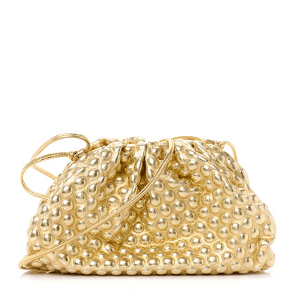 Bottega Veneta Metallic Fabric Bubble Wrap The Mini Pouch Gold 1 of 9