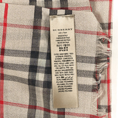 Burberry Metallic Silk Wool Gauze Giant Check Scarf Stone 3 of 4