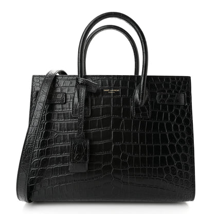 Saint Laurent Calfskin Crocodile Embossed Baby Sac De Jour Black 1 of 10