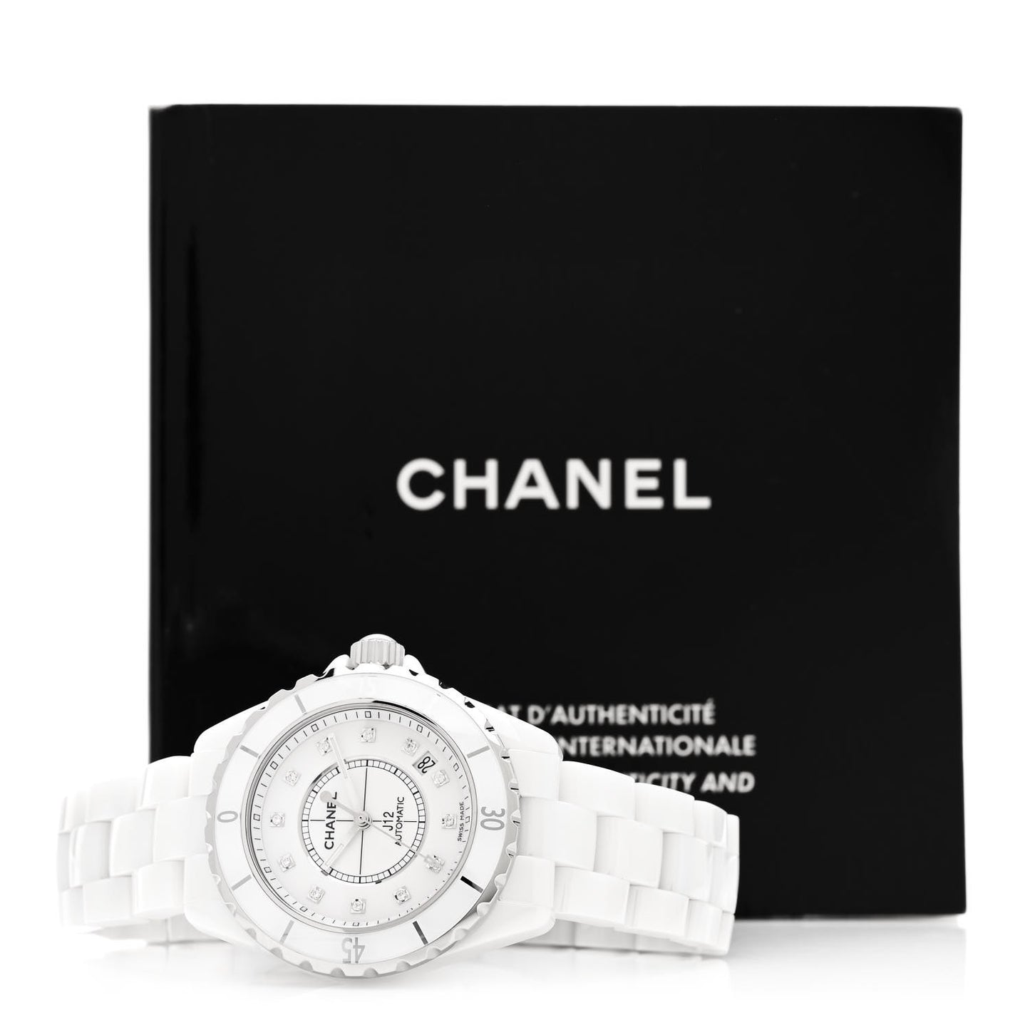 Stainless Steel Ceramic Diamond 38mm J12 Automatic Watch White