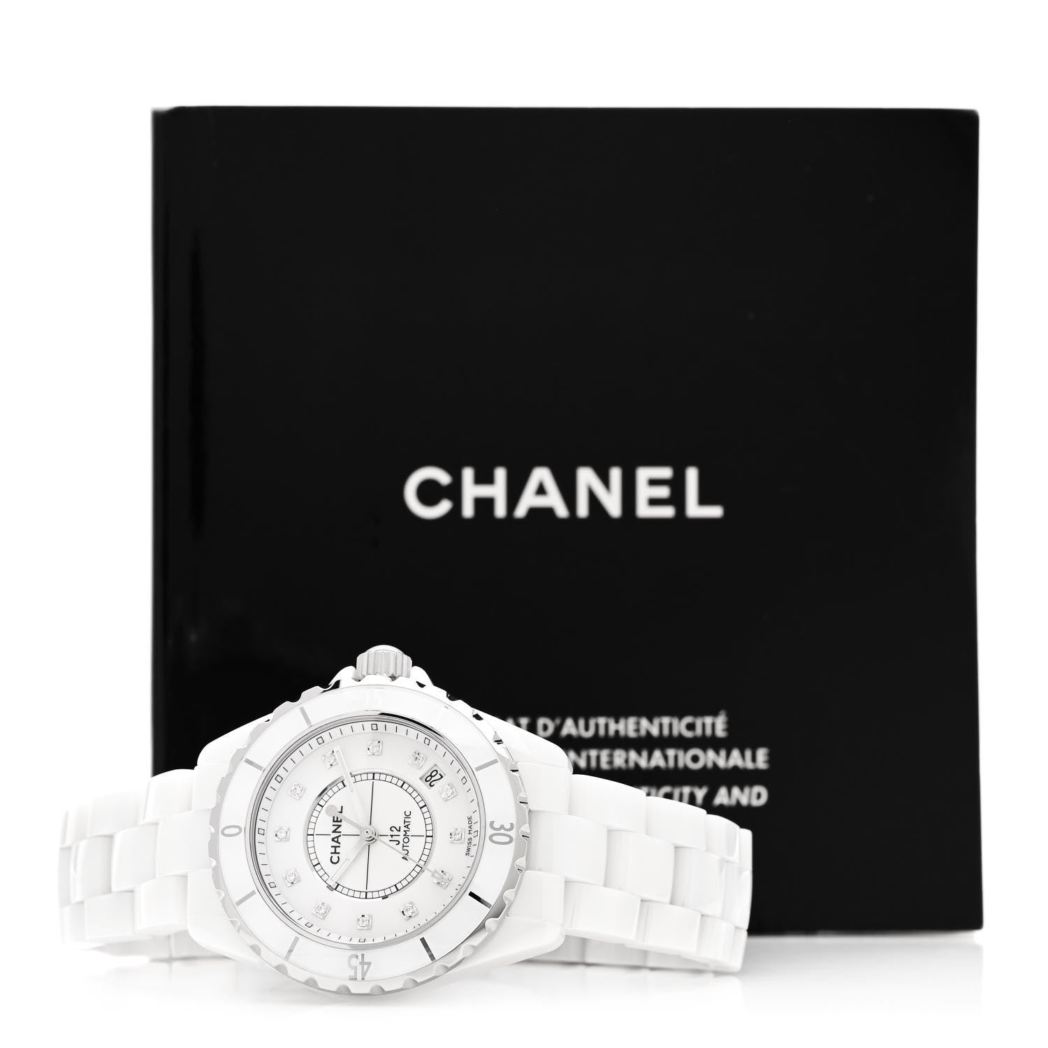Chanel Stainless Steel Ceramic Diamond 38mm J12 Automatic Watch White 5 of 5