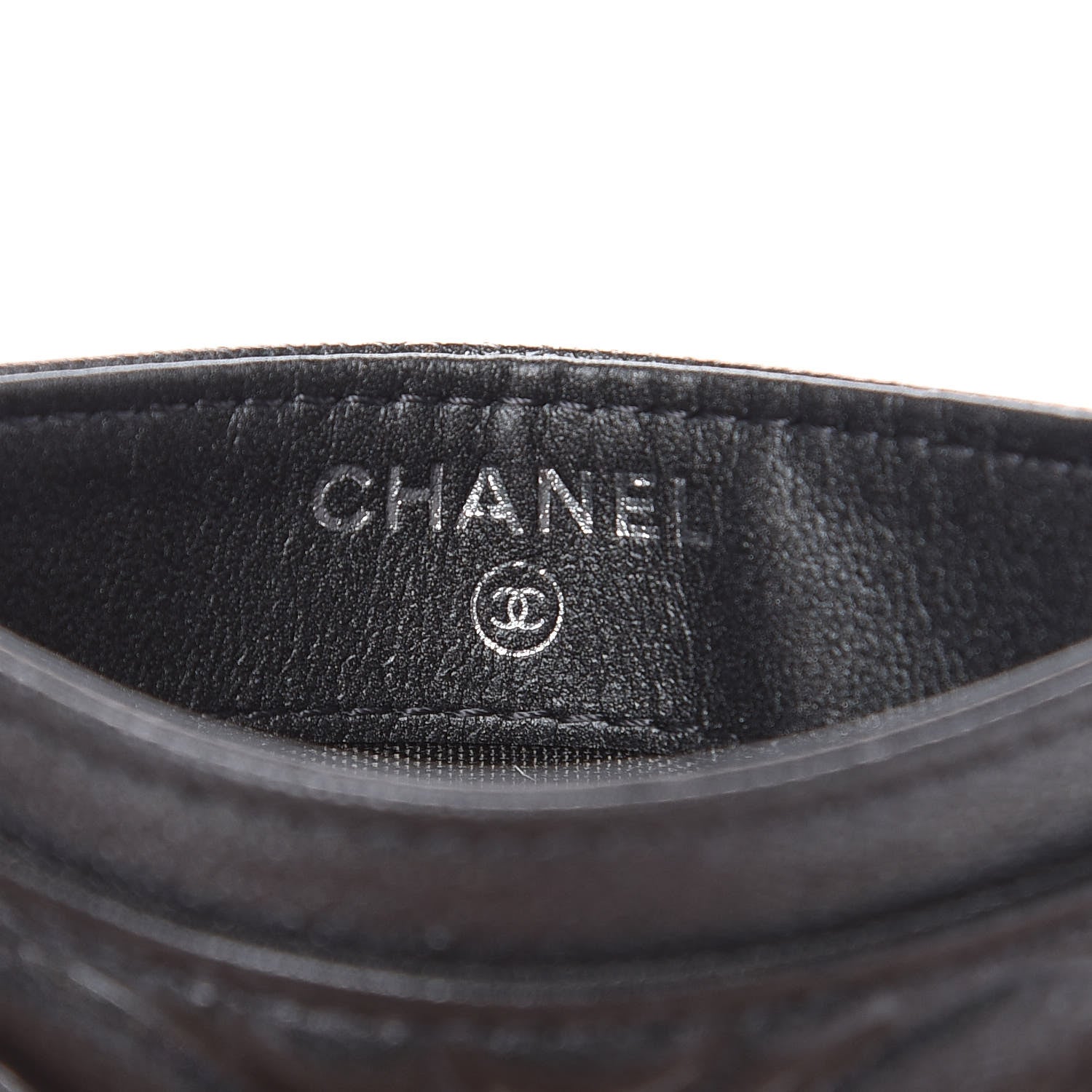 Chanel Goatskin Camellia Embossed Card Holder Grey 7 of 10