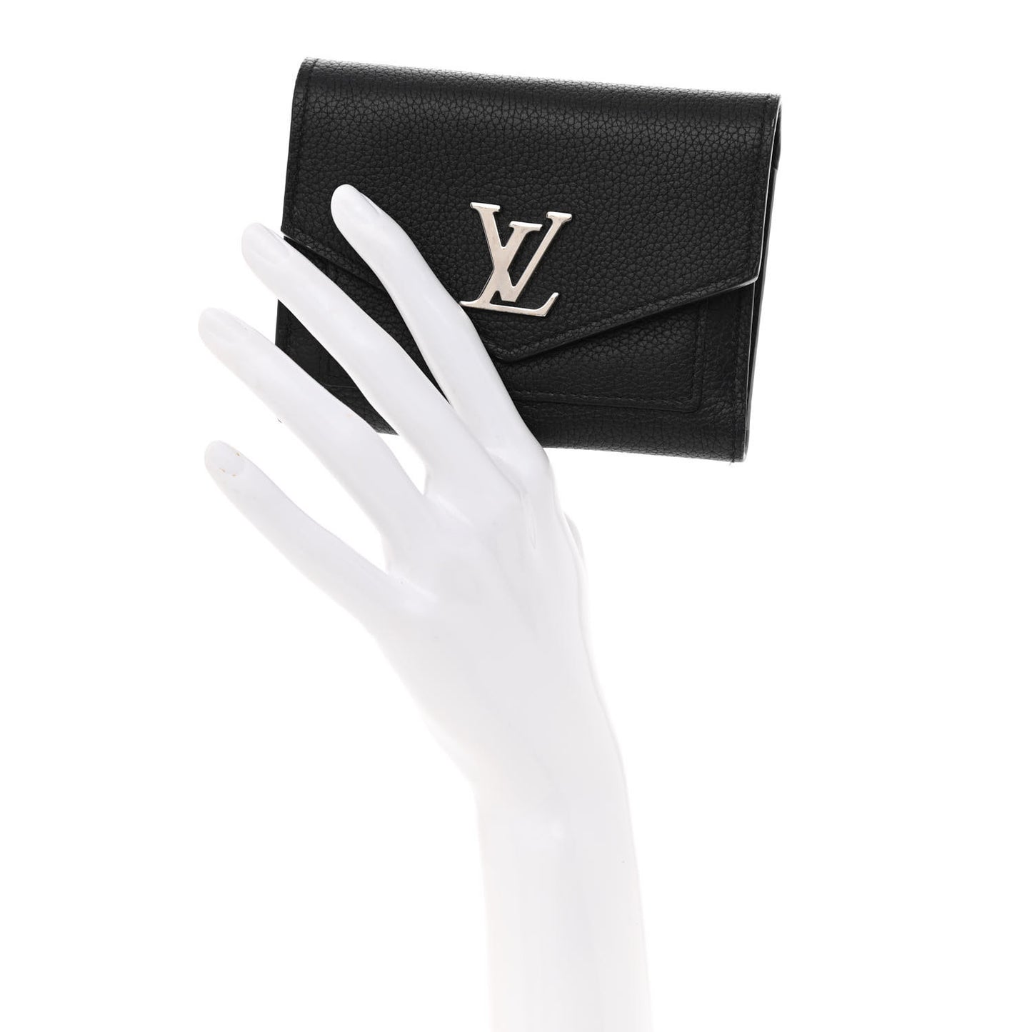 Soft Calfskin My Lockme Compact Wallet Black