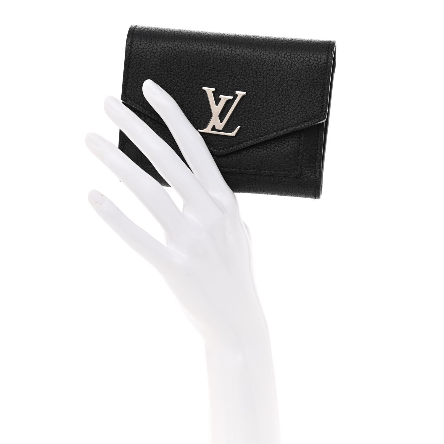 Louis Vuitton Soft Calfskin My Lockme Compact Wallet Black 2 of 10