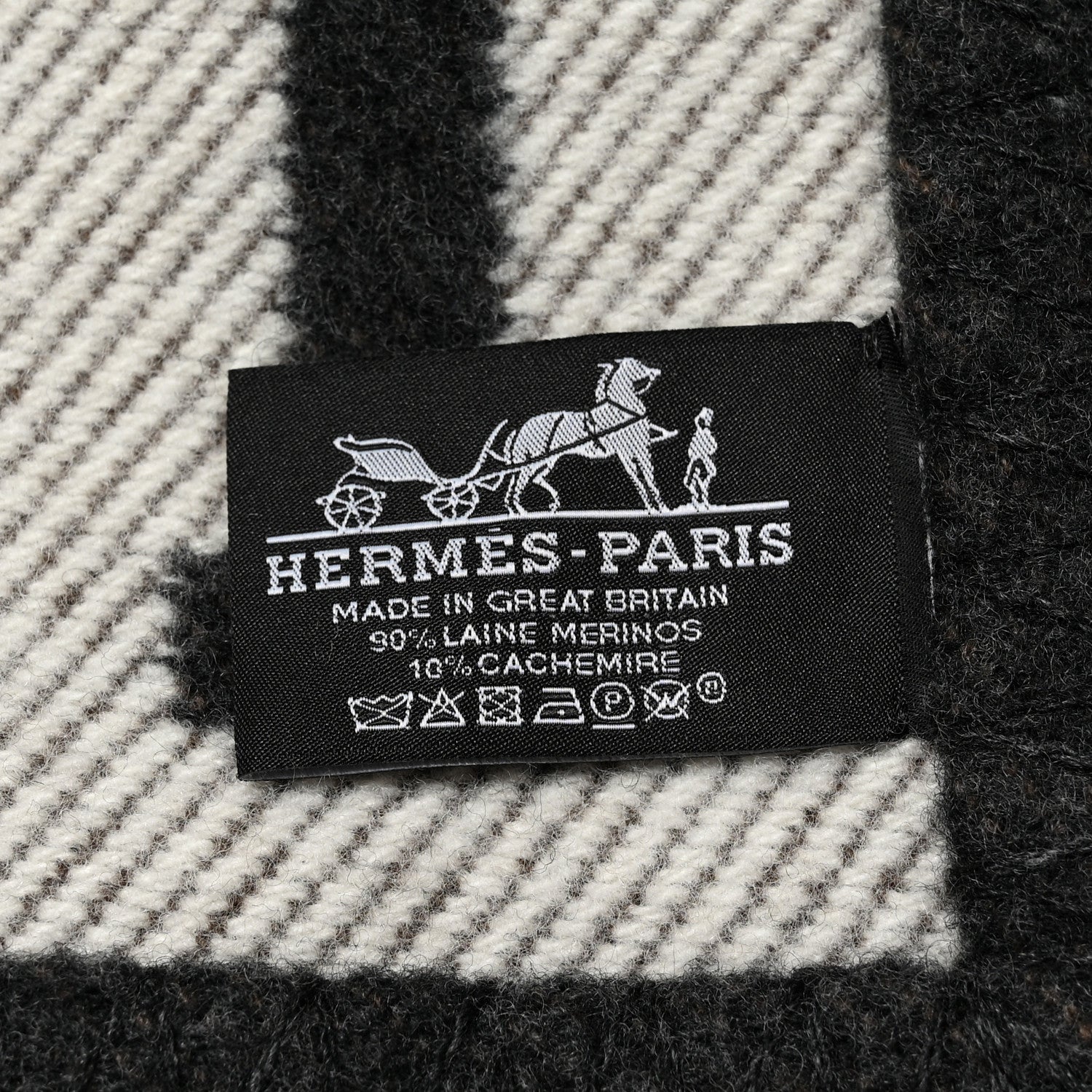 Hermes Wool Cashmere Avalon Blanket Ecru Gris Fonce 3 of 3