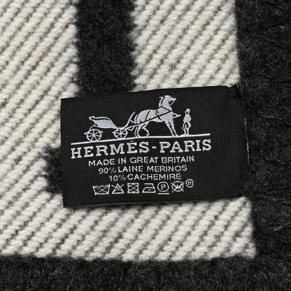 Hermes Wool Cashmere Avalon Blanket Ecru Gris Fonce 3 of 3