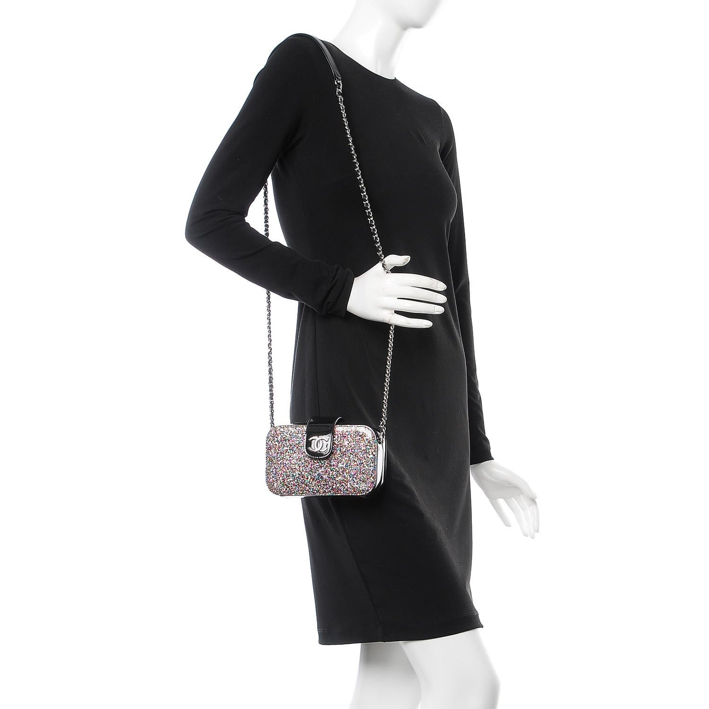 Glitter Patent Camera Case Multicolor Black