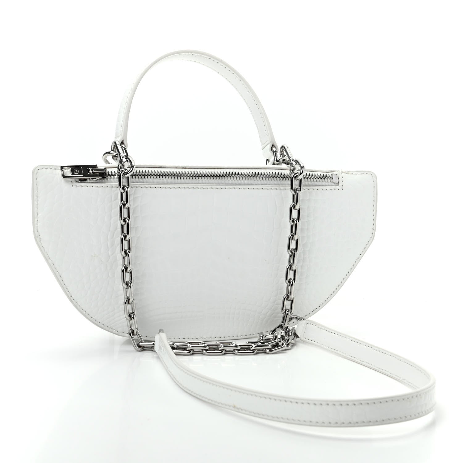 Alexander Wang Crocodile Embossed Patent Mini Top Handle Attica Belt Bag White 3 of 9