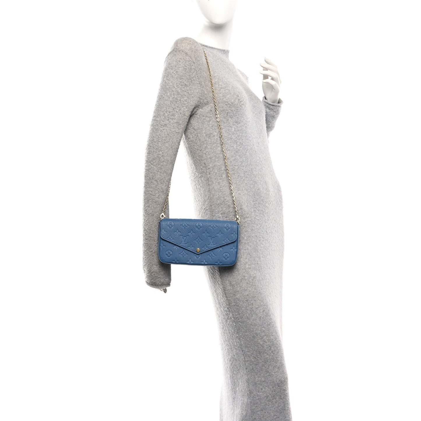 Empreinte Pochette Felicie Chain Wallet Blue Jean