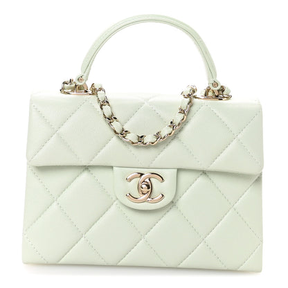 Chanel Caviar Quilted Retro Medium Twist Top Handle Clutch Light Green 1 of 10
