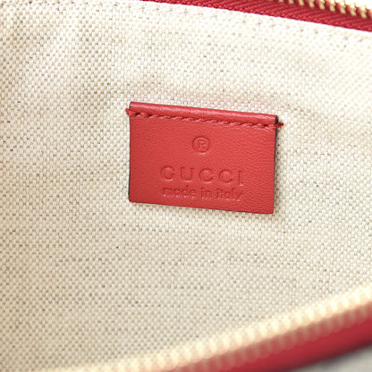 Gucci Calfskin GG Supreme Monogram Embroidered Rainbow Love Zip Pouch Red 6 of 8